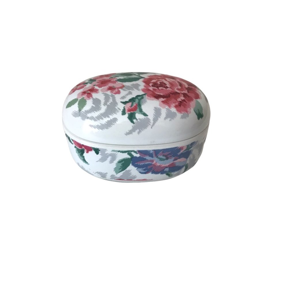 Kimiko Ikeda Japan Otagiri Miniature Porcelain Oval Trinket Box Victorian Rose - Picture 2 of 7